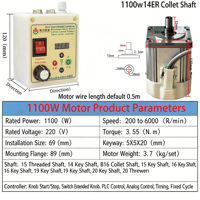 LIAMHYUAM 1100W Eje de Husillo de Alta Velocidad con Pinza ER para Máquina CNC de Grabado, Motor de Husillo para Fresado y Corte de Madera