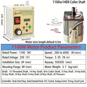 LIAMHYUAM 1100W Eje de Husillo de Alta Velocidad con Pinza ER para Máquina CNC de Grabado, Motor de Husillo para Fresado y Corte de <span class=keywords><strong>Madera</strong></span> - Product Image 2