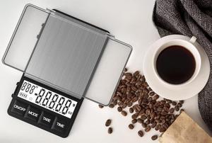 Báscula Digital de Cocina de Acero Inoxidable, Forma Rectangular, Capacidad de 1 kg, con Pantalla LCD, Funciona con Batería, Apagado Automático, para Pesar Café - Product Image 1