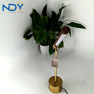 Wholesale Indoor Decorative Home Hotel Villa Modern Simple E14 Wood Grain <strong>Copper</strong> Led Table <strong>Lamp</strong> - Product Image 3