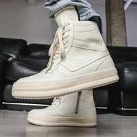 Sepatu Desainer Pria Sepatu Pria Sepatu High Top Kulit Asli Sepatu Segitiga Terbalik Besar Hitam Putih