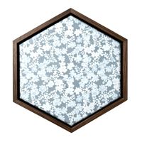 Tablero de anuncios decorativo con marco de madera, tablero de tela floral, tablero de anuncios hexagonal retro para decoración de pared de sala de estar y dormitorio
