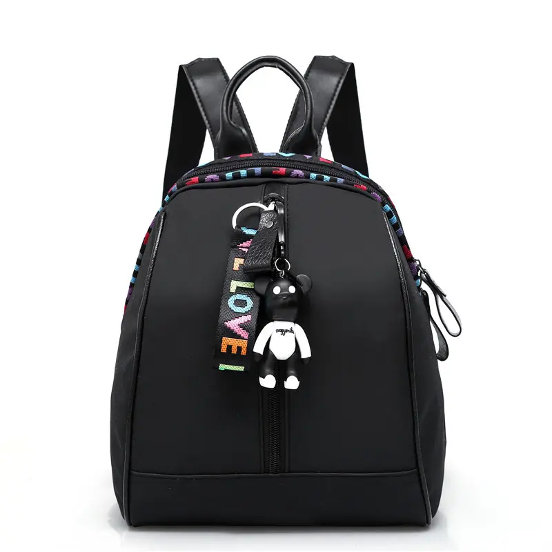 Fashion black travel daily shopping waterproof teenage girl female lady shoulder backpack bag