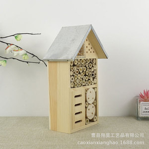 Nichoir à insectes en bois 25x12x7cm Couleur bois naturel Nid d'abeilles extérieur Style moderne et simple - Product Image 4