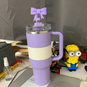 Cute Bow Straw Covers Toppers 30&40 oz Tumblers Reusable Silicone Straws Lids Protectors Anti-Dust Cartoon Shape Fashionable <b>Cup</b> - Product Image 4