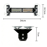 Barre lumineuse d'avertissement LED 2-en-1 40W avec ventouse pour pare-brise avant et arrière, boîtier en aluminium, clignotant multicolore pour camion