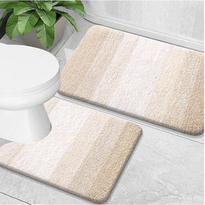 Alfombra de baño sencilla con rayas degradadas, imitación de cachemira, absorbente, antideslizante, diseño minimalista rectangular para el suelo del baño - Product Image 5