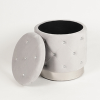 Pouf rond en velours personnalisé pour salon, moderne avec boutons, vente en gros