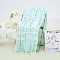 High Quality Dyed Textile Woven Cotton Quick-Dry Wearable Rectangle Adult Beach Towels Striped Pattern Pool Home Use All-Season
