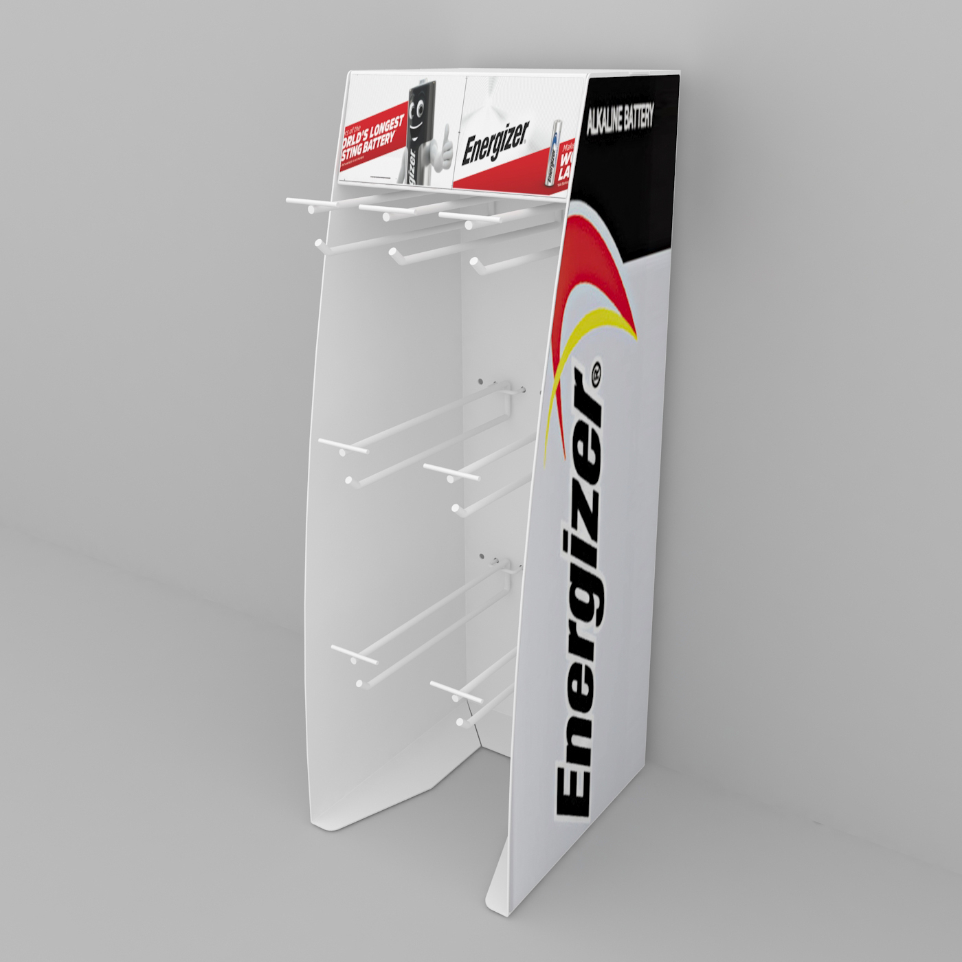 POP Customized PVC Plastic Battery Display Rack PVC Floor Display Rack Carton Paper Design — view 2