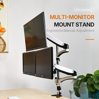 Bras de moniteur triple ergonomique réglable en hauteur JL-GM536X-D15 pour 3 moniteurs avec support de bureau en acier robuste