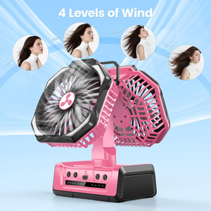 Ventilateur portable de couleur verte, 20000Mah, rechargeable, oscillation automatique, lanterne LED, trois en un, cadeaux pour hommes, papa, utilisation en extérieur - Product Image 3