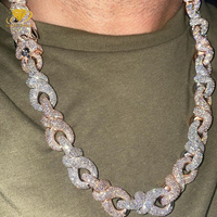 Chaîne cubaine tendance 2024 en argent 925, or 10K 14K 18K, entièrement pavée de moissanite 20mm, chaîne cubaine effet diamant