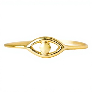 Minimalist Yellow Gold <b>Eye</b> Shape 925 Silver Gemstone <b>Ring</b> Bezel Setting Unisex Wedding Trendy Christian Everyday Wear - Product Image 1