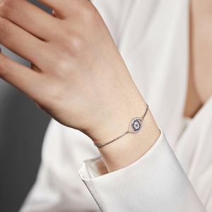 Bracelet de mode Dylam en argent S925 ajustable, plaqué or 18 carats, avec pendentif œil bleu maléfique saphir et diamant, et zircone 5A - Product Image 3