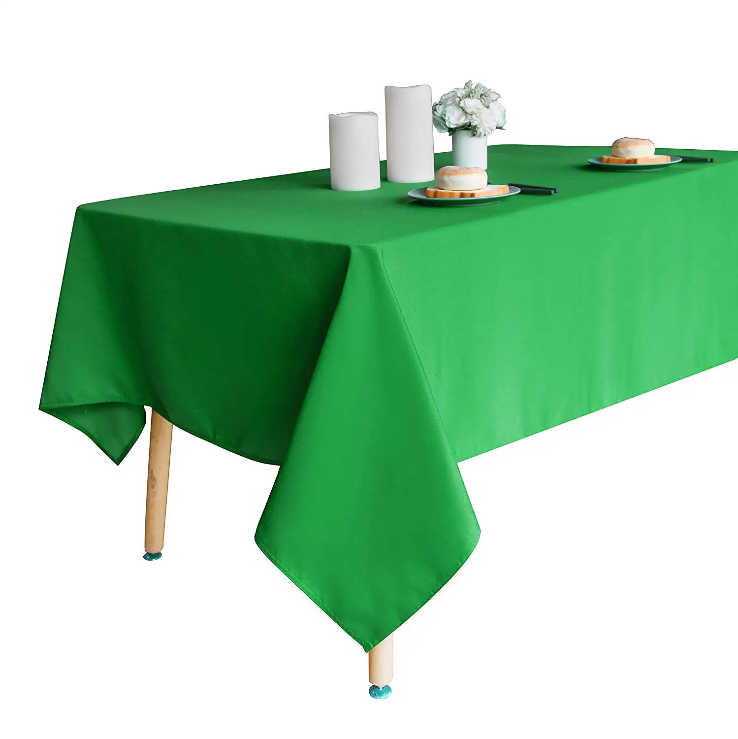 Solid color plastic recyclable table cover disposable custom pe plastic red striped table cloth