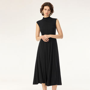 <span class=keywords><strong>Abito</strong></span> <span class=keywords><strong>in</strong></span> <span class=keywords><strong>Maglia</strong></span> di Cotone e Seta Senza Maniche Personalizzato con Collo Alto, Linee Pulite, Orlo <span class=keywords><strong>Svasato</strong></span>, Traspirante e Morbido - Product Image 1