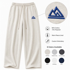 Pantalones Deportivos Personalizados con Logotipo Bordado, Forro Polar, 85% Algodón, 15% Poliéster, con Cordón Ajustable, Pierna Recta y Bolsillos, Venta al Por Mayor - Product Image 1