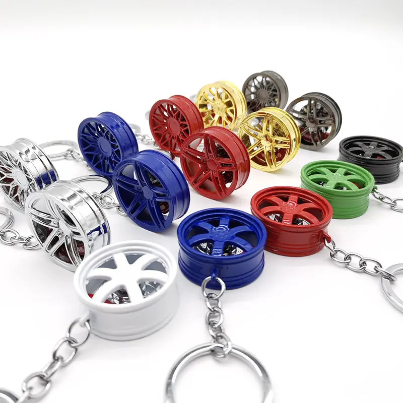 New Design Cool Luxury metal Keychain Car Key Chain Key Ring creative wheel hub chain For Man Women Gift
