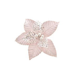 ดอกไม้คริสต์มาสประดับกลิตเตอร์สีชมพู/ขาว สูง 29 ซม. - Product Image 1