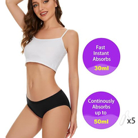 Culotte étanche en coton biologique noir 4 couches Culotte Menstruales Culotte Menstruelle Physiologique Sous-vêtements Menstruels Culotte périodique