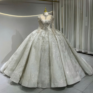 Robes de mariée JFH08 de luxe à col haut et ornées de cristaux - Product Image 1