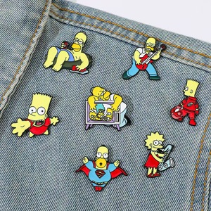 Pin de Solapa de Metal Esmaltado con Personajes de Anime de <span class=keywords><strong>Los</strong></span> <span class=keywords><strong>Simpson</strong></span>: Homer, Bart y <span class=keywords><strong>Lisa</strong></span>, Clásico de la Animación Americana, para Mochila, Regalo - Product Image 2