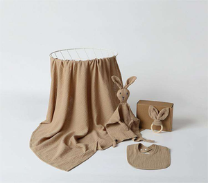 Set Copertina di Sicurezza in Mussola, Bavaglino Calmante, Giocattolo Anello in Legno per la Dentizione, Set 4 Pezzi, Conforter in Garza, Set Bambola Coniglio in Garza - Product Image 4