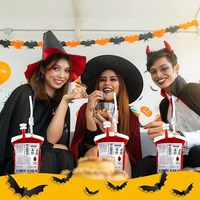 Sacs à boisson réutilisables anti-fuite pour Halloween, fournitures de fête sur le thème des vampires, sachets de jus et de cocktails effrayants, ensemble de pochettes à boisson en forme de poche de sang IV