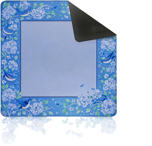 Tapis de mahjong antidérapant bleu à motif floral et oiseaux avec sac de transport pour jeux de poker et de dominos pour hommes, réduction du bruit - Product Image 2