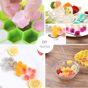 1 pièce DIY Moule à glaçons écologique en silicone durable non toxique, pour bar, pub, vin, en forme de nid d'abeille, avec plateau à 37 compartiments et couvercle, 100% - Product Image 6