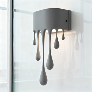 Matte Grey Melting Drip <b>Wall</b> Lamp Creative Liquid Teardrop Design LED <b>Wall</b> <b>Sconce</b> Ambient Decor <b>Wall</b> Light for Bedroom Corridor - Product Image 1