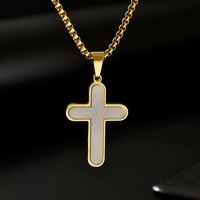 Collier unisexe de haute qualité en acier inoxydable avec pendentif croix, bijou tendance à porter avec une chaîne