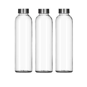 Bouteille d'eau de camping en verre borosilicate transparent haute qualité avec logo personnalisé, écologique, résistante à l'ébullition, avec revêtement anti-corrosion - Product Image 1