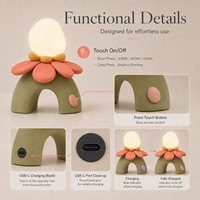 Lampe de table écologique rechargeable USB-C, imprimée en 3D, avec un design floral sculptural, commande tactile LED, pour la décoration de la maison et les cadeaux
