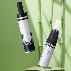 Parapluie automatique de style chinois Panda, petit ours, garçons, protection solaire, anti-UV, colle noire, pliable, double usage, soleil et pluie - Product Image 4