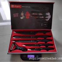 Ensemble de six couteaux de cuisine jetables, manche en plastique, acier inoxydable, revêtement antiadhésif par pulvérisation, anti-moisissure, stock de commerce extérieur, cadeau