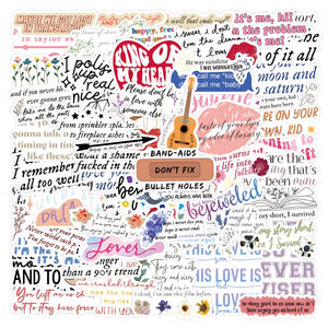 55 Uds Cool <span class=keywords><strong>Taylor</strong></span> Song Lyric Graffiti pegatinas para Fans botella teléfono decoración Swift álbum motivacional palabras pegatina - Product Image 1