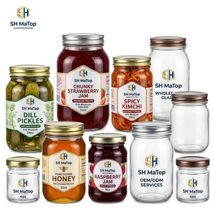Bocaux en verre transparent OEM ODM en gros pour miel, confiture, cornichons - Product Image 1