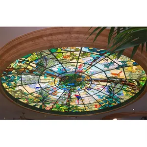Dschungel Glasmalerei Decke für Innendekoration Handgemachte Mosaik Glasmalerei Kuppel Decken beleuchtung Glasmalerei Kuppel dach