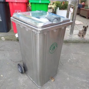 Stainless Steel Waste <b>Bin</b> 120L Rectangular Outdoor Metal Trash Can With <b>Wheels</b> - Product Image 1