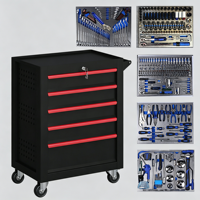 Chariot à outils robuste de 424 pièces avec ensemble complet d'outils de mécanicien, solution de rangement pour atelier