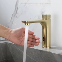 Robinet de lavabo sans contact à capteur, moderne, monotrou, monocommande, en acier inoxydable HONGDEC avec cartouche céramique pour lavabo de salle de bain