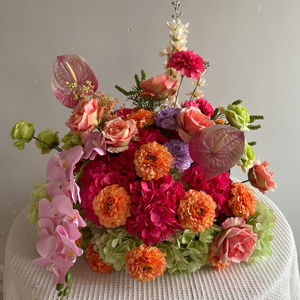 D-FB234 Bola de Flores Artificiales de Color Naranja en Oferta, Bola de Flores Rosadas, Centro de Mesa de Flores de Seda para Decoración de Bodas - Product Image 1