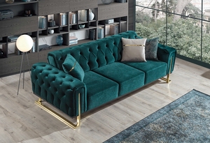 Winforce Luxury Chesterfield Pies de acero 3 2 <span class=keywords><strong>1</strong></span> Juego de sofás Diseños Conjuntos de tela de terciopelo de lujo Muebles de sala Sofás - Product Image 6