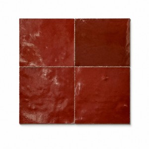 Gạch ốp tường Zellige men bóng màu đỏ, kích thước 100x100mm, dày 9mm, cạnh xẻ tay, nhãn hiệu riêng OEM, bán buôn
