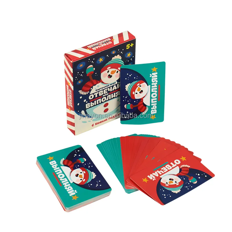 Cartões flash de boneco de neve educacional de Natal para crianças, material de papel à prova d'água impresso personalizado