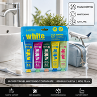 Lot de 5 Dentifrices Blanchissants Botaniques de Voyage au Parfum Menthe – Nettoyage Doux pour les Dents – Soins Bucco-Dentaires Pratiques pour Adultes