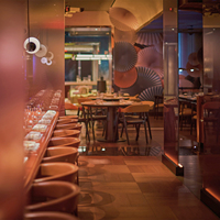 Diseño de Restaurante de Sushi en 3D Estilo Japonés, Mesas y Sillas de Restaurante, Muebles de Comida Rápida, Sofá de Dos Plazas con Asientos Laterales Dobles