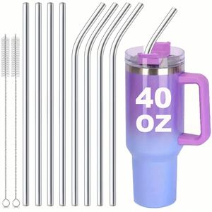 Manufacturer Wholesale Replacement Stainless Steel Long <b>Straw</b> for Cup Compatible 40 oz Cup Cleaning Brush Modern Simple - Product Image 1
